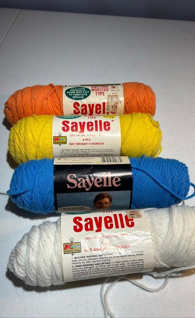 Vintage Sayelle 4-Ply Acrylic Yarn Lot of 4 Skeins